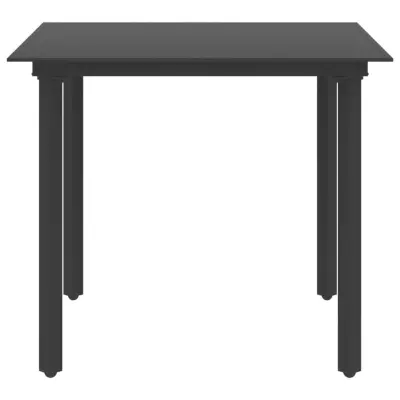 Vrtna miza - Vrtna jedilna miza črna 80x80x74 cm jeklo in steklo