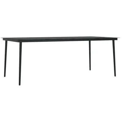 Vrtna miza - Vrtna jedilna miza črna 200x100x74 cm jeklo in steklo