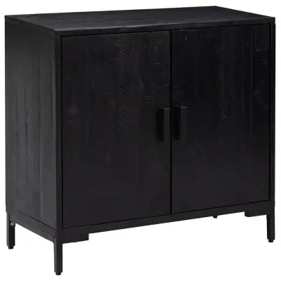 Komoda - Predalnik črna 75x35x70 cm trdna borovina