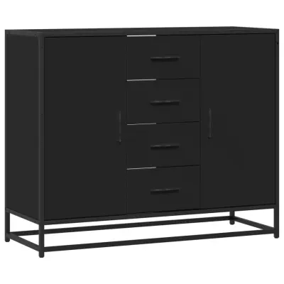 Komoda - Predalnik črna 92x35x76 cm inženirski les