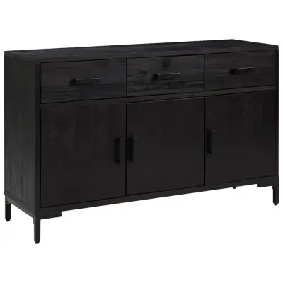 Komoda - Predalnik črna 110x35x70 cm trdna borovina