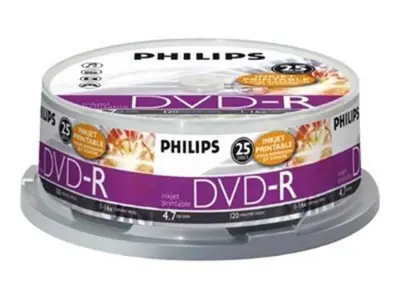 DVD-R PHILIPS 4,7 GB 16X paket 25 enot - DM4I6B25F
