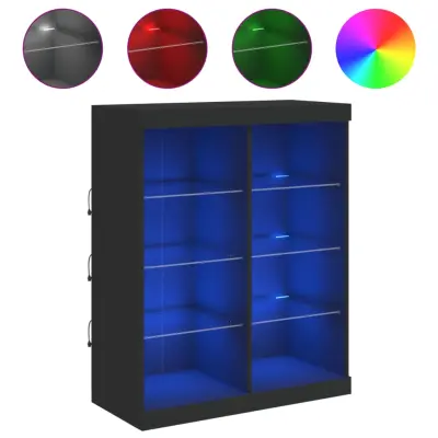 Komoda - Predalnik z LED lučkami črna 81x37x100 cm