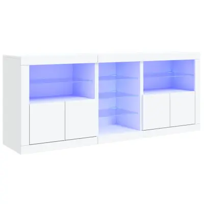 Komoda - Predalnik z LED diodami bela 181,5x37x67 cm