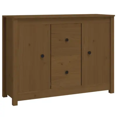Komoda - Predalnik medeno rjava 100x35x74 cm trdna borovina