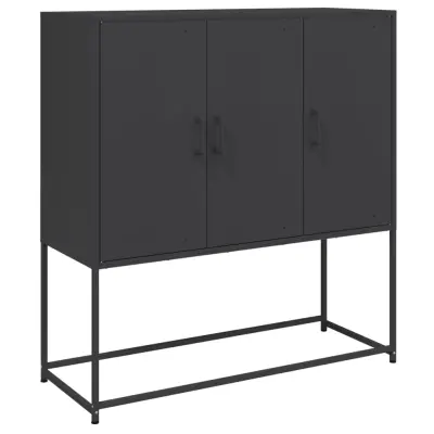 Visoka omara - Komoda - Predalnik črna 100,5x39x107 cm jeklo