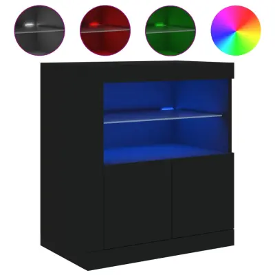 Komoda - Predalnik z LED lučkami črna 60,5x37x67 cm