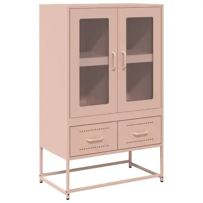 Visoka omara - Komoda - Predalnik roza 68x39x111,5 cm jeklo