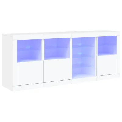 Komoda - Predalnik z LED diodami bela 164x37x67 cm