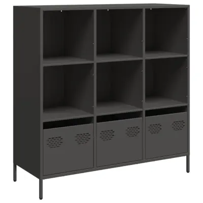 Visoka omara - Komoda - Predalnik črna 101,5x39x103,5 cm jeklo
