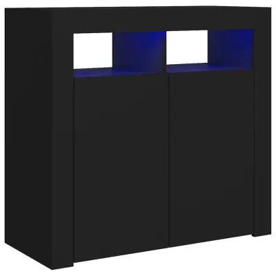 Komoda - Predalnik z LED lučkami črna 80x35x75 cm