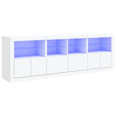 Komoda - Predalnik z LED diodami bela 202x37x67 cm