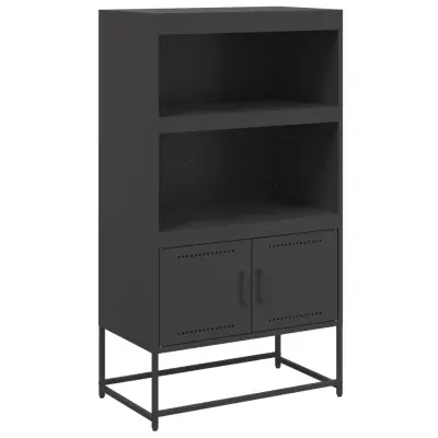 Visoka omara - Komoda - Predalnik črna 68,5x38,5x123,5 cm jeklo