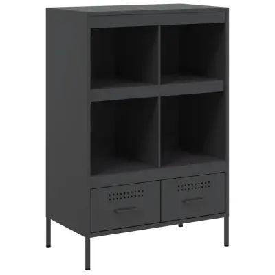 Visoka omara - Komoda - Predalnik črna 68x39x101,5 cm jeklo
