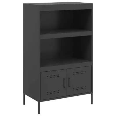 Visoka omara - Komoda - Predalnik črna 68x39x113 cm jeklo