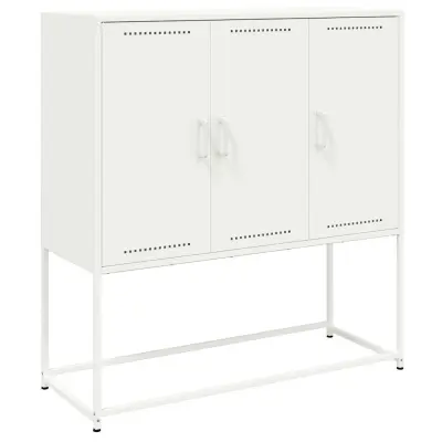 Visoka omara - Komoda - Predalnik bela 100,5x39x107 cm jeklo