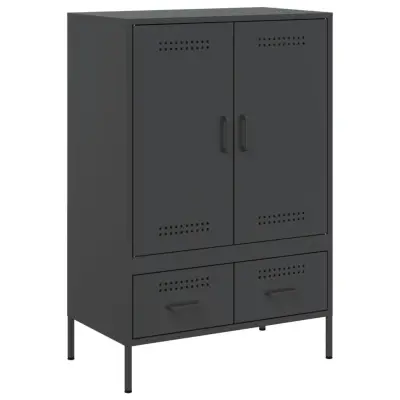 Visoka omara - Komoda - Predalnik črna 68x39x101,5 cm jeklo