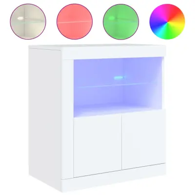 Komoda - Predalnik z LED diodami bela 60,5x37x67 cm