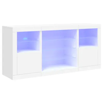 Komoda - Predalnik z LED lučkami bela 142,5x37x67 cm
