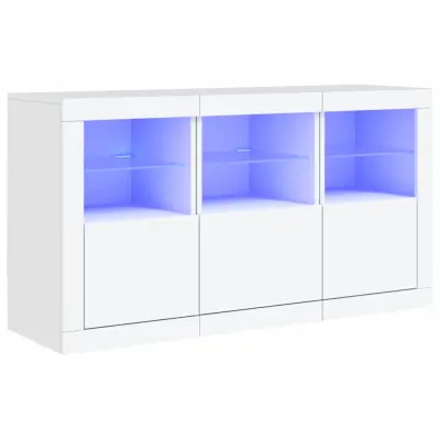 Komoda - Predalnik z LED diodami bela 123x37x67 cm
