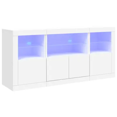 Komoda - Predalnik z LED lučkami bela 142,5x37x67 cm