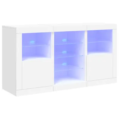 Komoda - Predalnik z LED diodami bela 123x37x67 cm