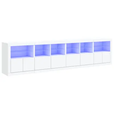 Komoda - Predalnik z LED diodami bela 283x37x67 cm