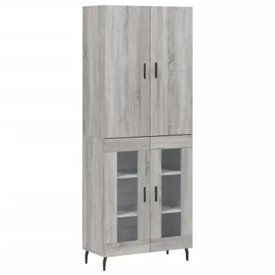 Visoka Komoda - Predalnik siva sonoma 69,5x34x180 cm inženirski les
