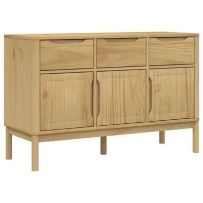 Komoda - Predalnik - Garderobna omara FLORO vošč. rjava 114x43x74 cm trdna borovina