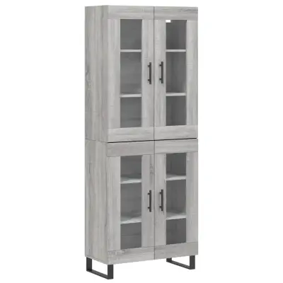 Visoka Komoda - Predalnik siva sonoma 69,5x34x180 cm inženirski les