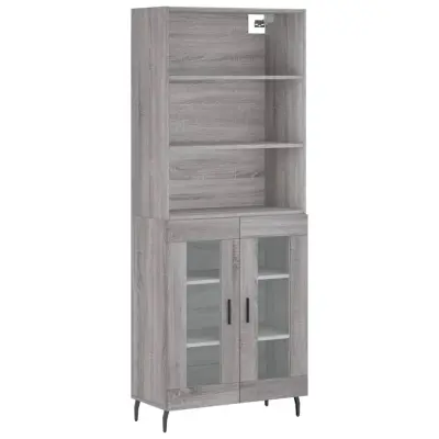 Visoka Komoda - Predalnik siva sonoma 69,5x34x180 cm inženirski les
