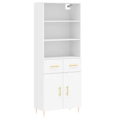 Visoka omara - Komoda - Predalnik bela 69,5x34x180 cm inženirski les