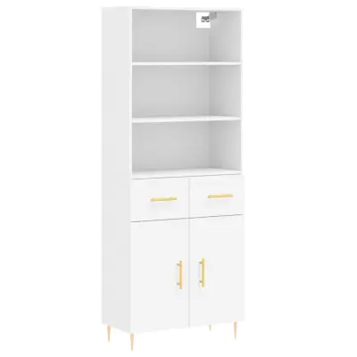 Visoka omara - Komoda - Predalnik bela 69,5x34x180 cm inženirski les