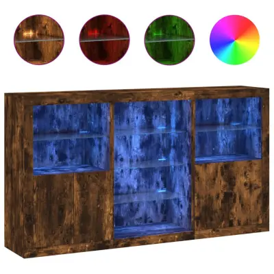 Komoda - Predalnik z LED lučkami dimljen hrast 181,5x37x100 cm