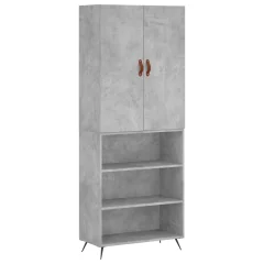 Visoka Komoda - Predalnik betonsko siva 69,5x34x180 cm inženirski les