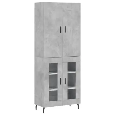 Visoka Komoda - Predalnik betonsko siva 69,5x34x180 cm inženirski les