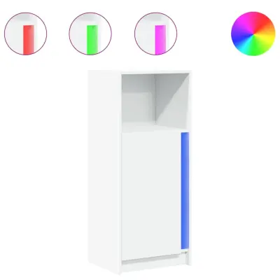 Komoda - Predalnik z LED bela 42,5x34x100 cm inženirski les