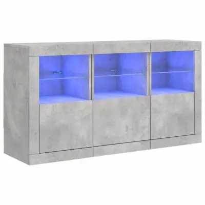 Komoda - Predalnik z LED lučkami betonsko siva 123x37x67 cm
