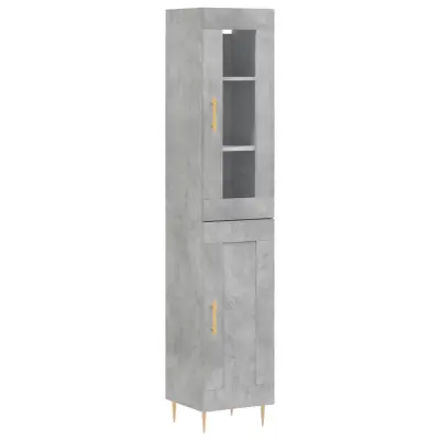 Visoka omara - Komoda - Predalnik betonsko siva 34,5x34x180 cm inženirski les
