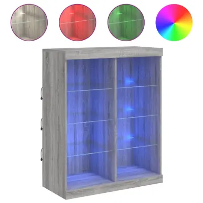 Komoda - Predalnik z LED lučkami siva sonoma 81x37x100 cm