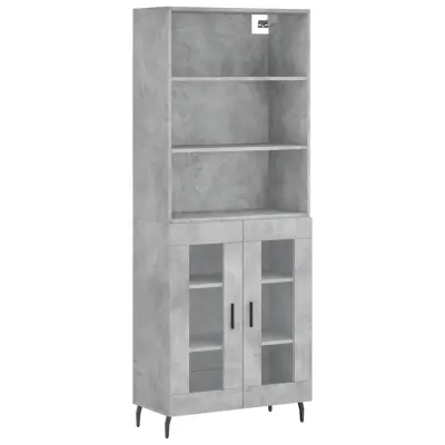Visoka Komoda - Predalnik betonsko siva 69,5x34x180 cm inženirski les