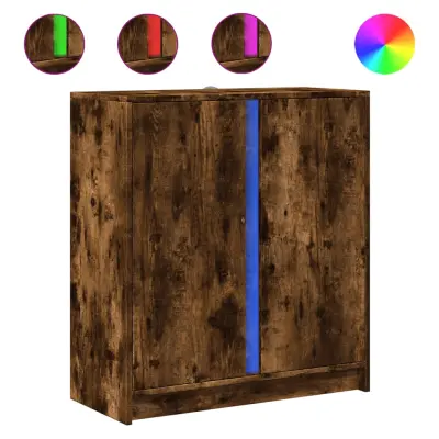 Komoda - Predalnik z LED dimljeni hrast 77x34x85 cm inženirski les