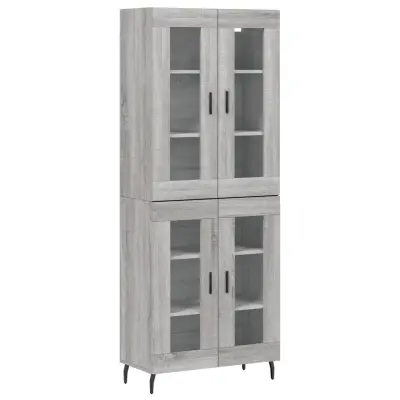 Visoka Komoda - Predalnik siva sonoma 69,5x34x180 cm inženirski les