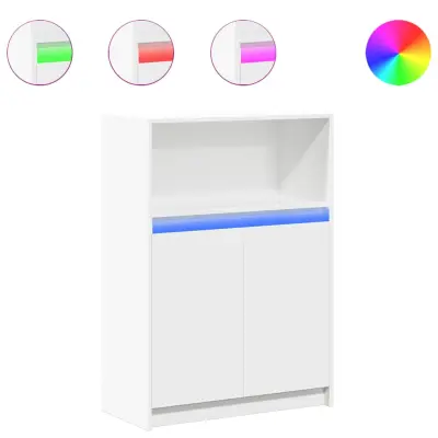 Komoda - Predalnik z LED bela 72x34x100 cm inženirski les