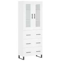 Visoka omara - Komoda - Predalnik bela 69,5x34x180 cm inženirski les