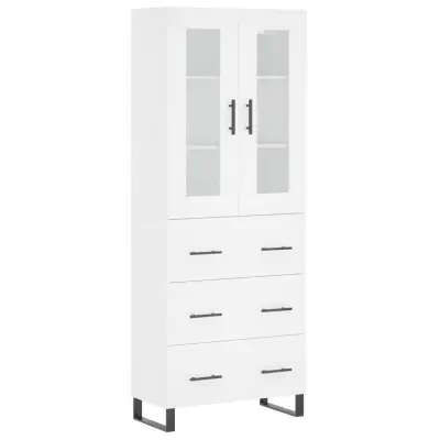 Visoka omara - Komoda - Predalnik bela 69,5x34x180 cm inženirski les