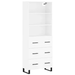 Visoka omara - Komoda - Predalnik bela 69,5x34x180 cm inženirski les