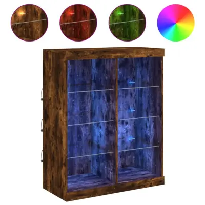 Komoda - Predalnik z LED lučkami dimljen hrast 81x37x100 cm