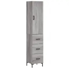 Visoka omara - Komoda - Predalnik siva sonoma 34,5x34x180 cm inženirski les
