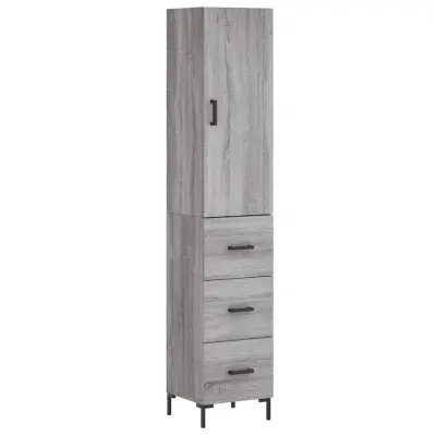 Visoka omara - Komoda - Predalnik siva sonoma 34,5x34x180 cm inženirski les